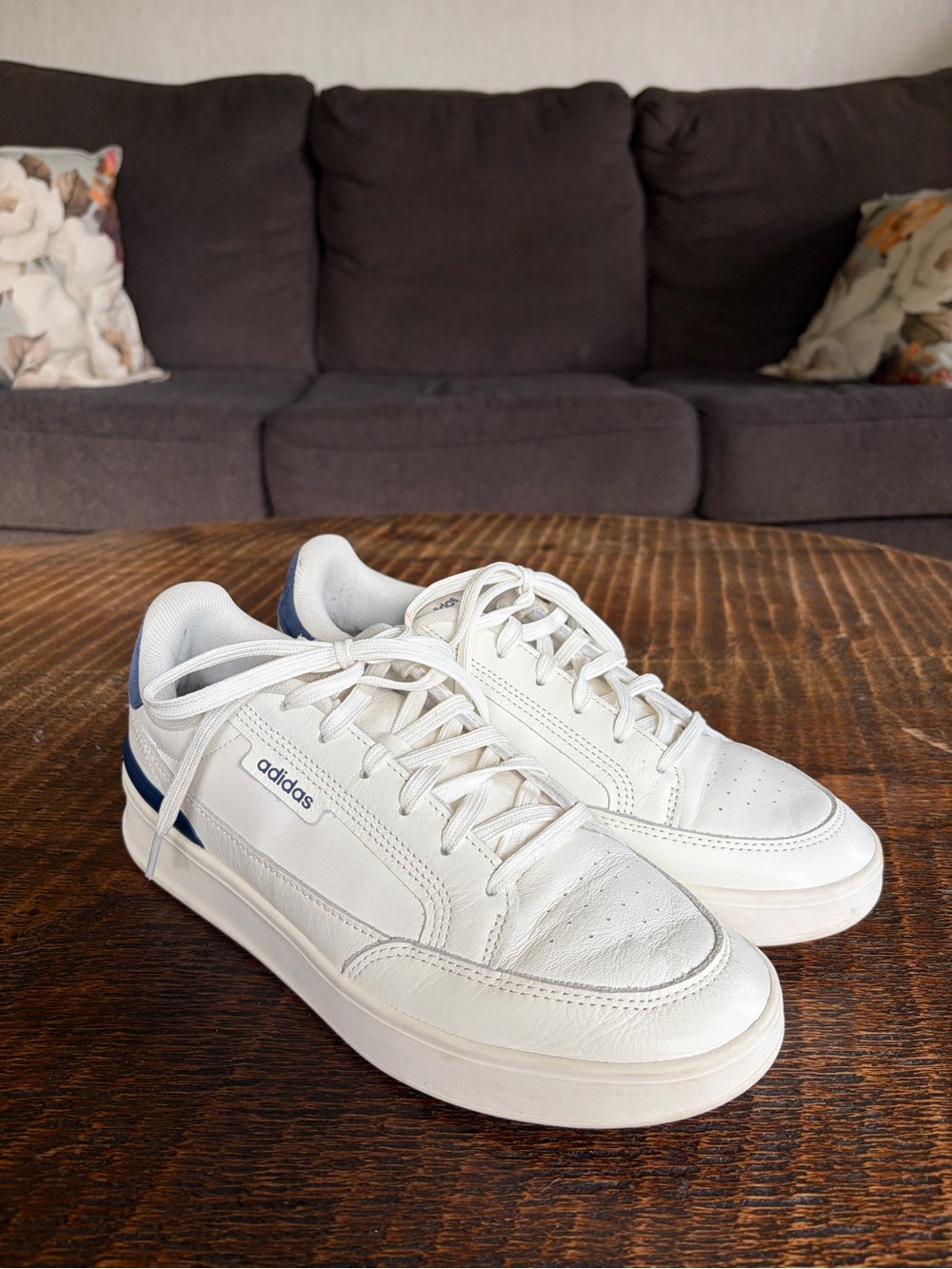 Adidas Women’s White Low-Top Sneakers with Navy Accent